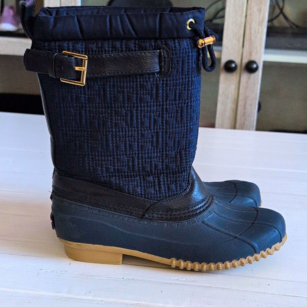 Tommy Hilfiger Romea Duck Boots Womens 6 Navy Blue Quilted Rain Winter Shoes 6M